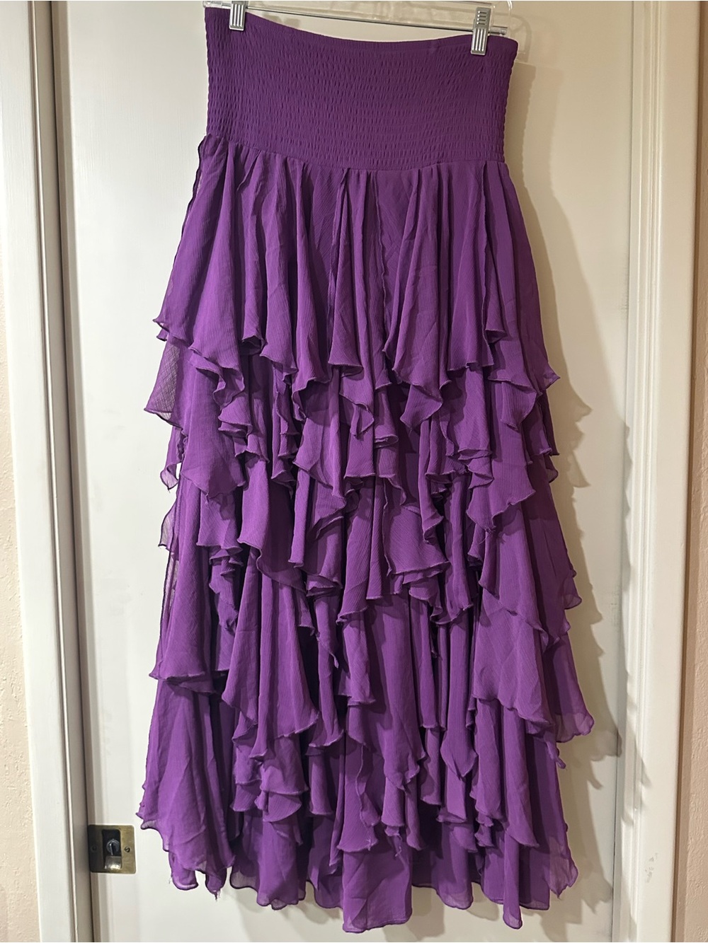 Lapis Purple Tiered Ruffle Maxi Skirt
